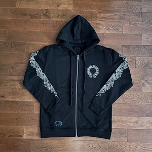 Chrome Hearts Floral Horseshoe Zip Up Hoodie - Black (Brand New, Medium)